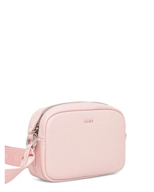 HUGO Pink Logo-Plaque Cross Body Bag