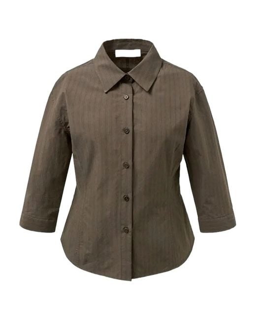 Amomento Gray Pinstripe-Pattern Shirt