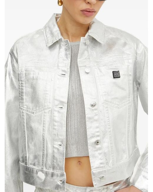 ARMANI EXCHANGE メタリック デニムジャケット White