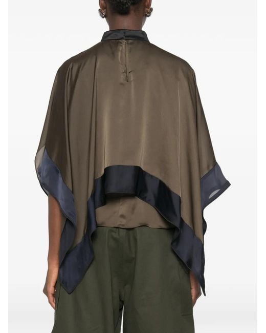 Sacai Black Layered Semi-Sheer Blouse