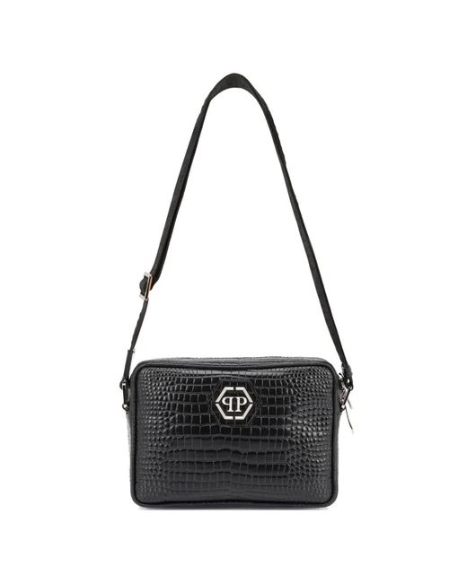 Philipp Plein Black Small Logo Patch Crossbody Bag for men