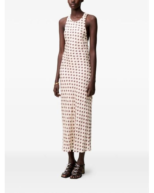 Claudie Pierlot White Printed Satin Midi Dress
