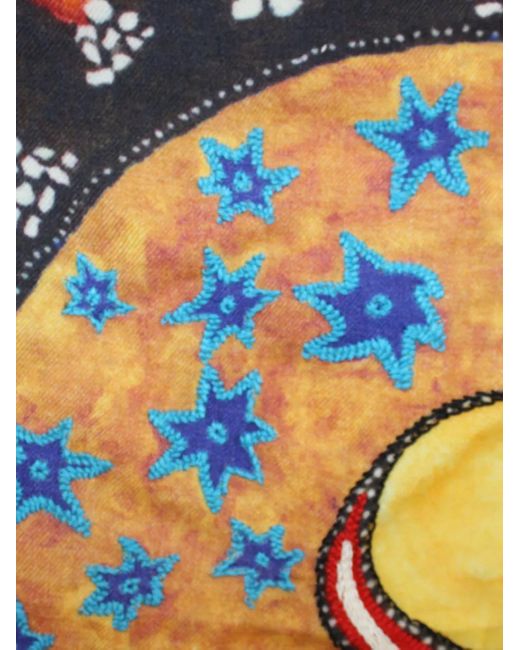 Anntian Blue Star-Print Embroidered Scarf