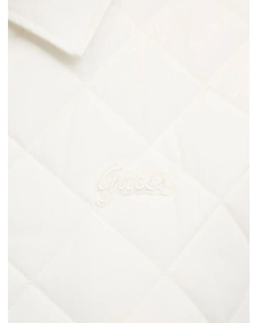 Guess White Quilted Collared Jacket