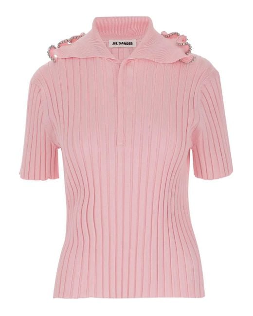 Jil Sander リブ ポロシャツ Pink