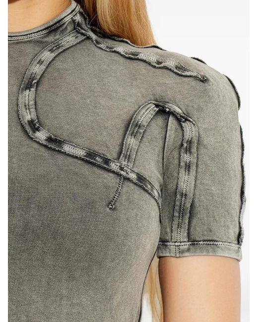 KNWLS Gray Scuba Panelled T-Shirt