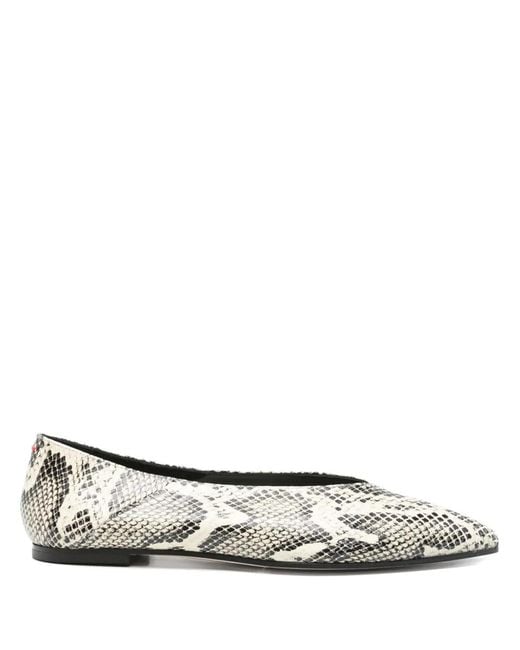 Aeyde White Moa Leather Ballet Flats