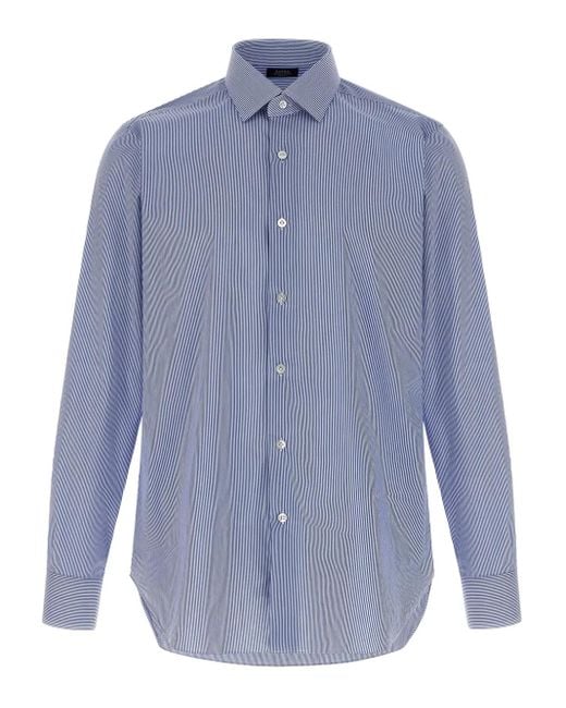 Barba Napoli Blue Striped Shirt for men