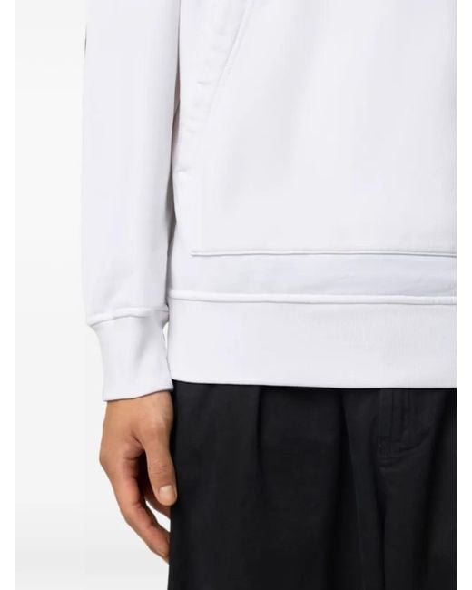 Stone Island White Logo-Patch Hoodie for men