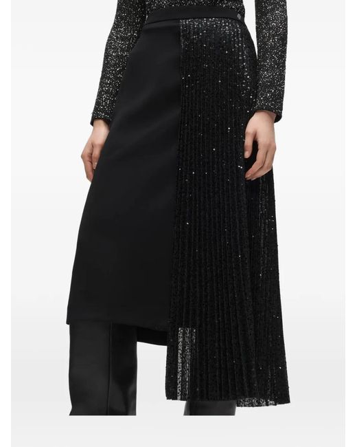 Karl Lagerfeld Black Asymmetric Sequin Skirt