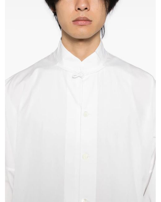 Yohji Yamamoto White Stand-Up Collar Shirt for men