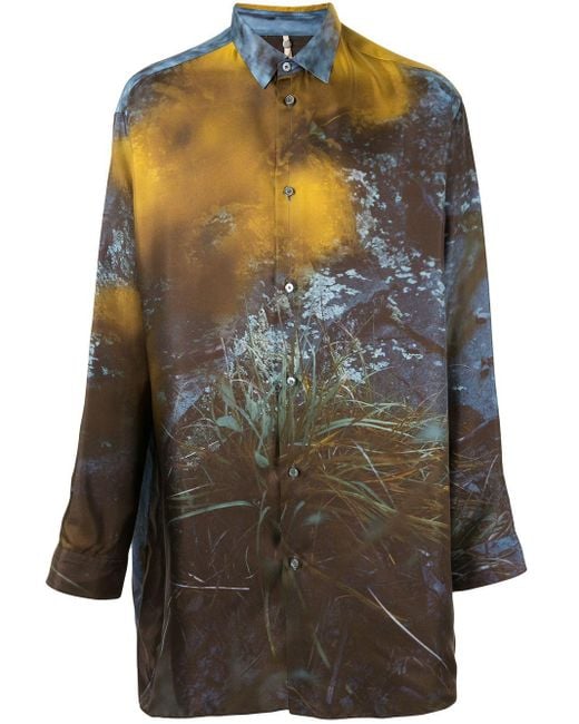 OAMC Multicolor Forest-print Silk Shirt for men