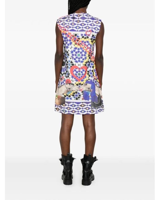 The Artistylist Blue Graphic-Print Sleeveless Mini Dress
