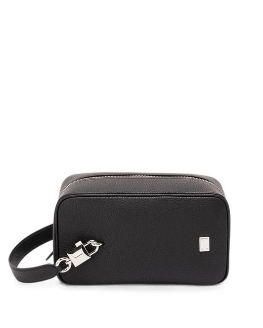 Dolce & Gabbana Black Lock Logo-Plaque Leather Tote Bag for men