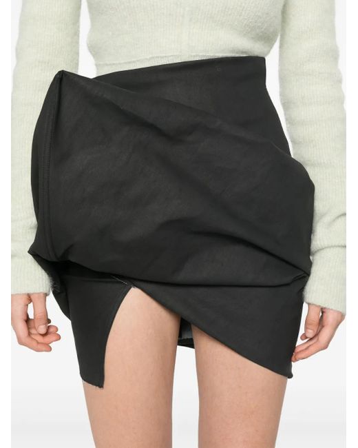 Rick Owens Black Draped Mini Skirt