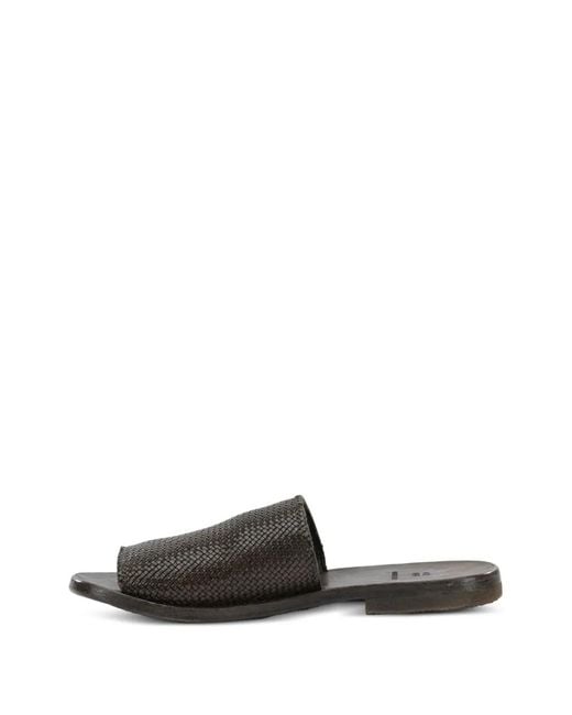 Moma White Woven Leather Flat Sandals