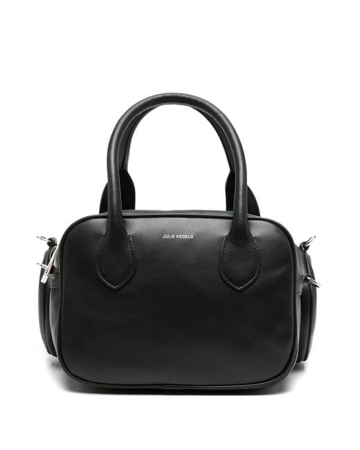 JULIE KEGELS Black Logo-Motif Double-Compartment Tote Bag