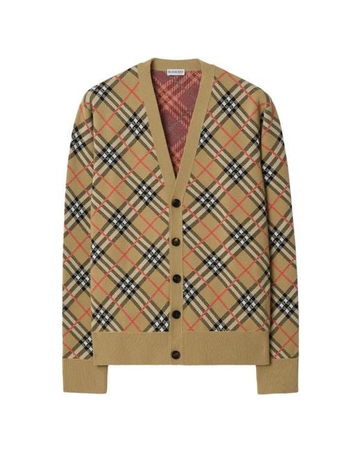 Burberry Natural Check Cotton Wool Cardigan for men