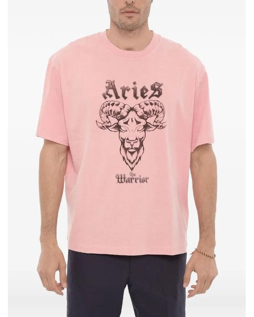 Neil Barrett Pink Aries The Warrior Logo-Print T-Shirt for men