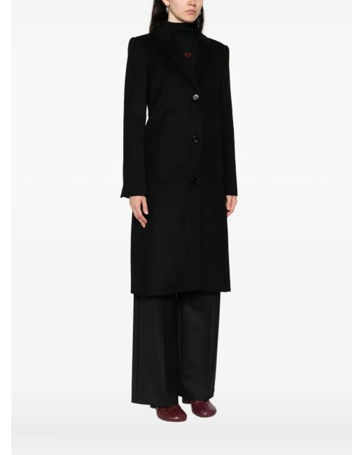 Patrizia Pepe Black Wool-Blend Single-Breasted Coat
