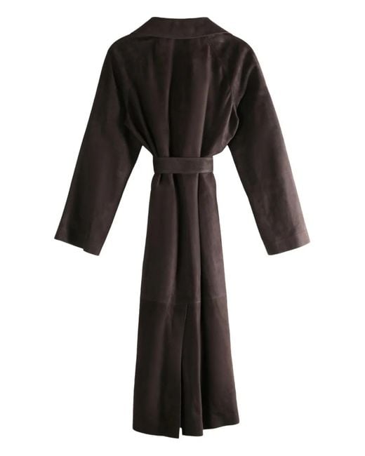 The Row Black Suede Coat
