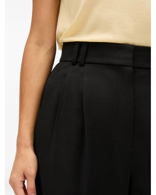 Another Tomorrow Black High-Waisted Pleated Trousers