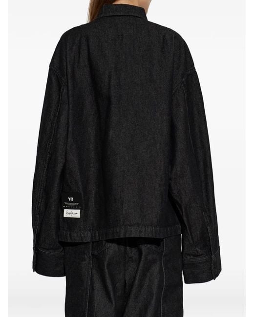 Y-3 Black Logo-Patch Denim Jacket