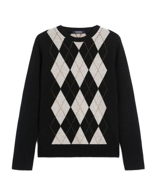 Max Mara Black Soprano Diamond-Pattern Sweater
