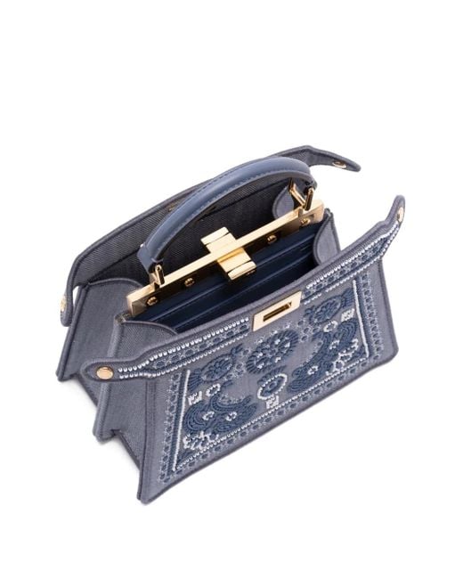 Fendi Blue Peekaboo Iseeu Denim Shoulder Bag