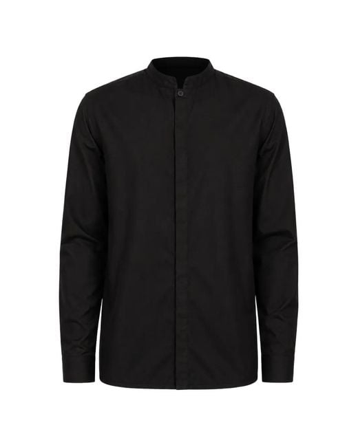 Thom Krom Black Pleated-Back Band-Collar Shirt for men