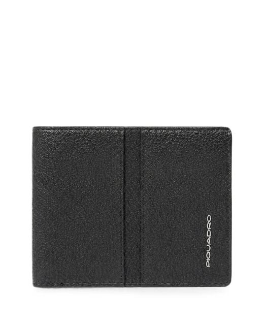 Piquadro Black Logo-Plaque Bi-Fold Wallet for men
