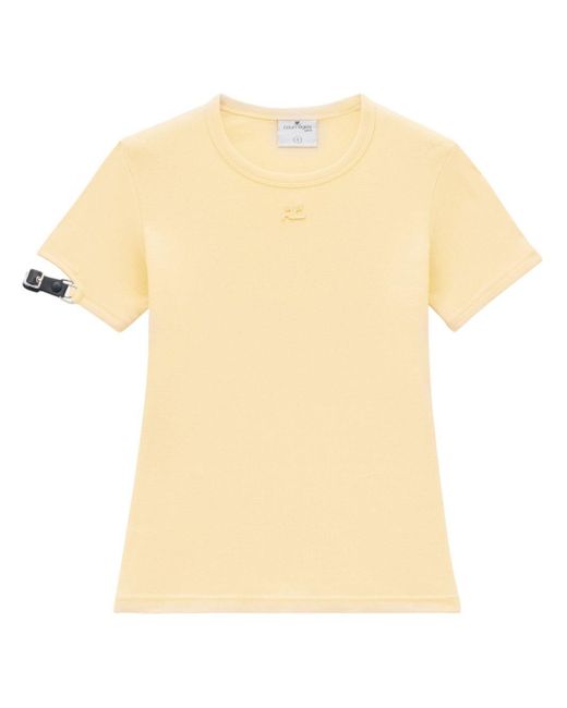 Courreges Natural Buckle-Detail T-Shirt