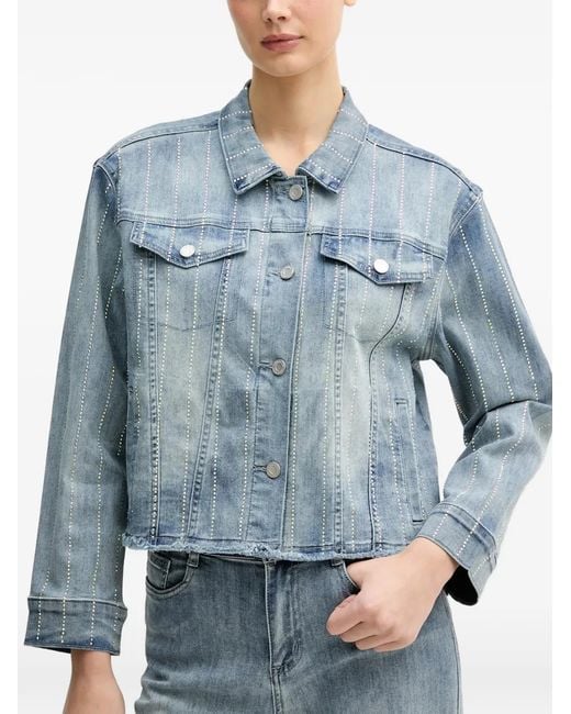 Joseph Ribkoff Blue Button Embellished-Detail Jacket