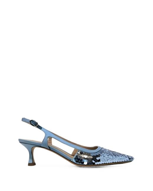 Roberto Festa Blue Sequin-Embellished Slingback Pumps
