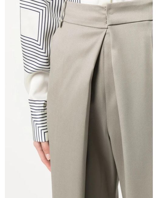 Low Classic Gray Inverted-pleat Detail Trousers