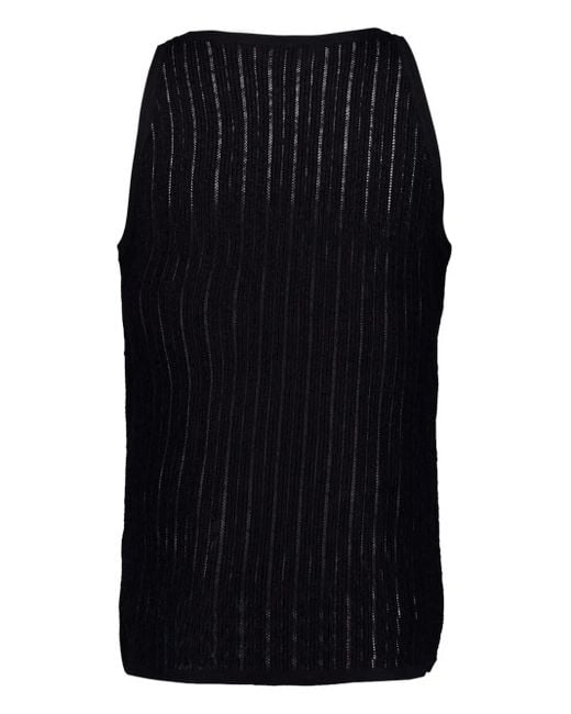 Commas Black Pointelle Knit Tank for men