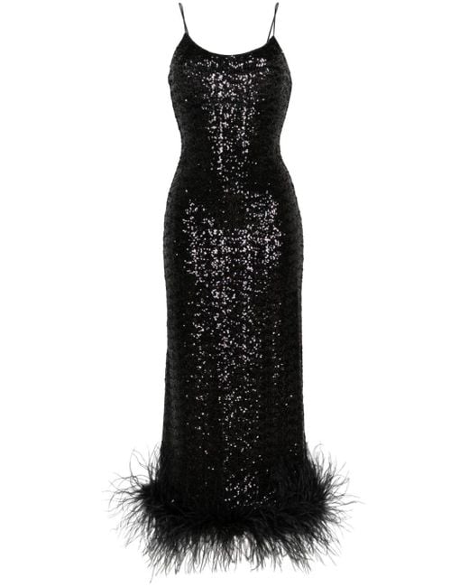 Oseree Black Long Dress With Sequins