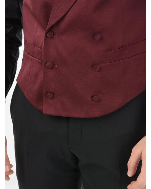 Corneliani Red Double-Breasted Peak-Lapel Waistcoat for men