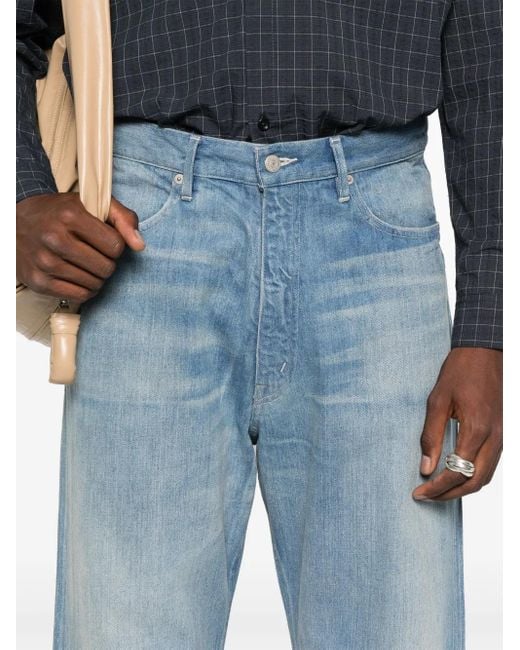 Auralee Blue Faded Selvedge Jeans for men