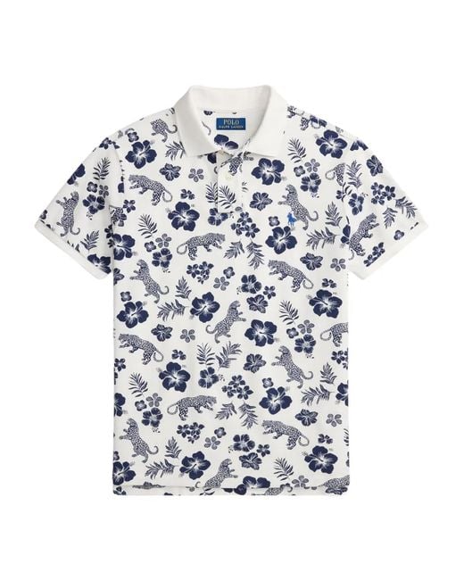 Polo Ralph Lauren White Tropical-Print Polo Shirt for men