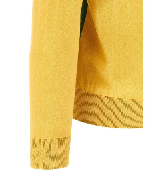 Ballantyne Yellow Argyle-Pattern V-Neck Sweater for men