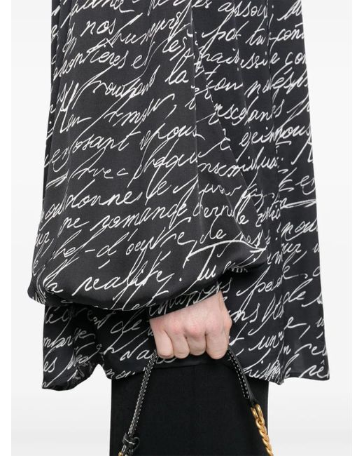 Balmain Black Love Letter-Print Blouse