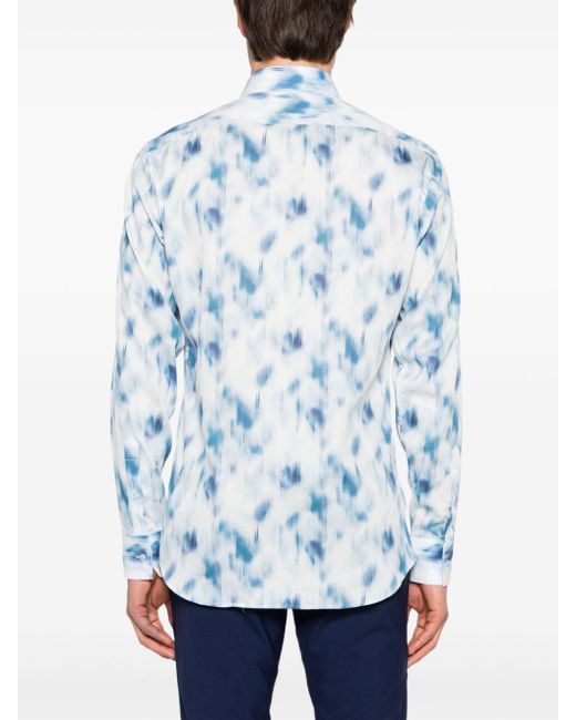 Karl Lagerfeld Blue Abstract-print Cotton Shirt for men