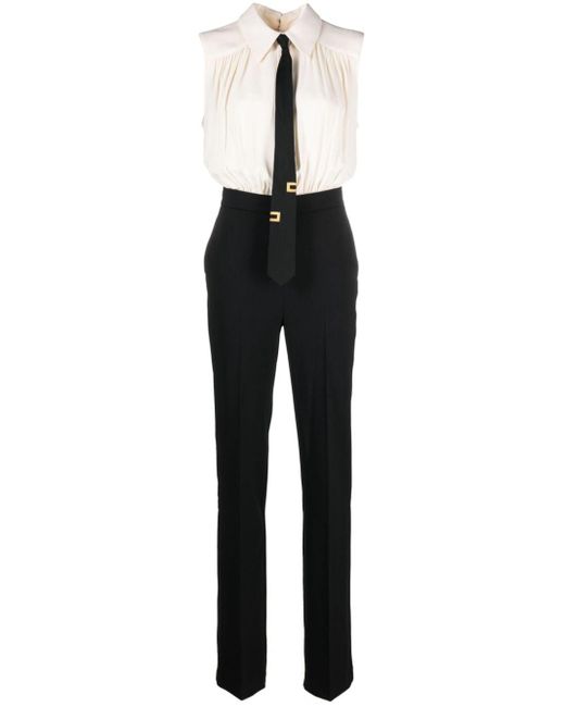 Elisabetta Franchi Black Jumpsuit mit abnehmbarer Krawatte