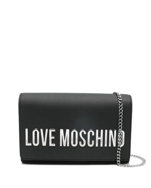 Love Moschino Black Logo-Lettering Shoulder Bag