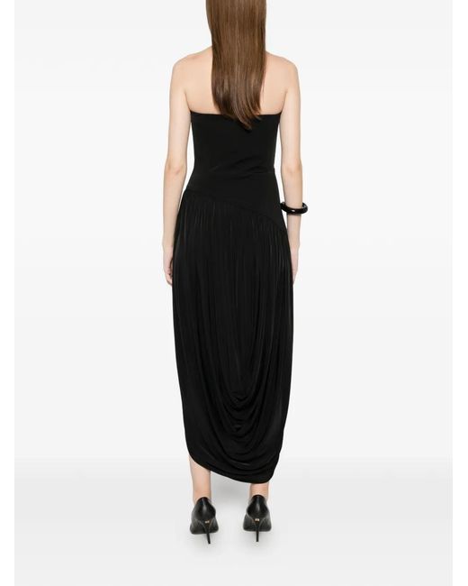 Ferragamo Black Strapless Pleated Dress