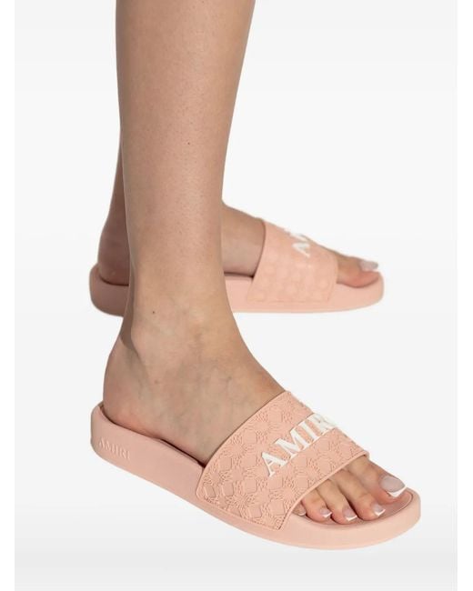 Amiri Pink Ma Quad Embossed Slides