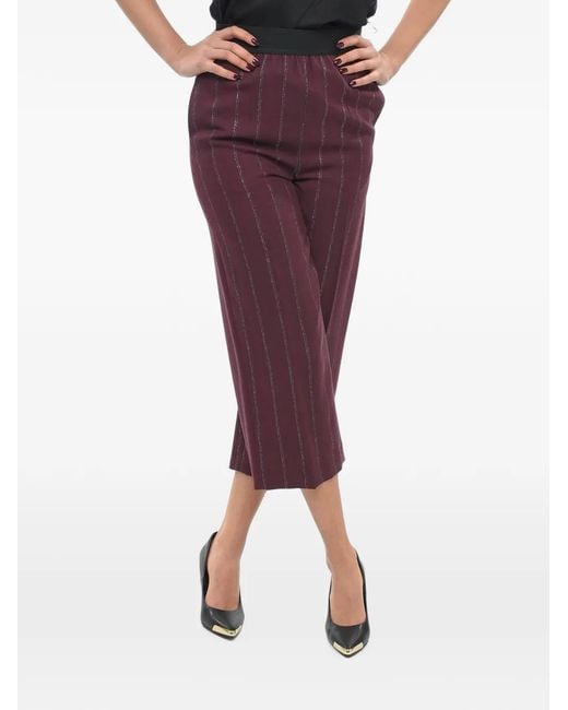 Stella McCartney Purple Pinstripe-Pattern High-Rise Trousers