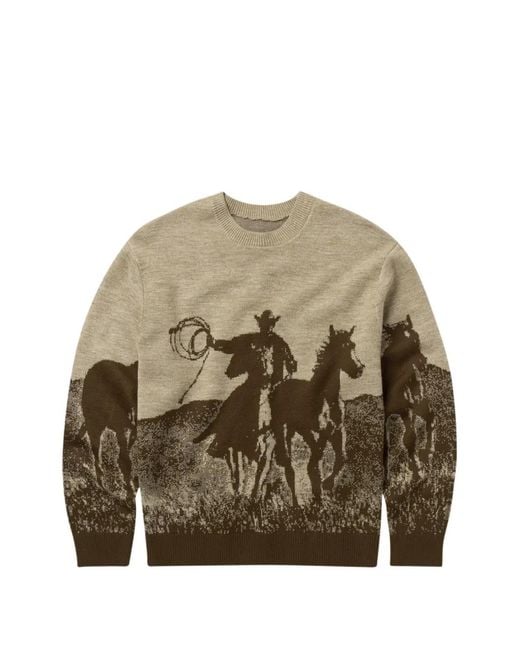 One Of These Days Brown Spirit Of The Planes Intarsia-Knit Sweater for men