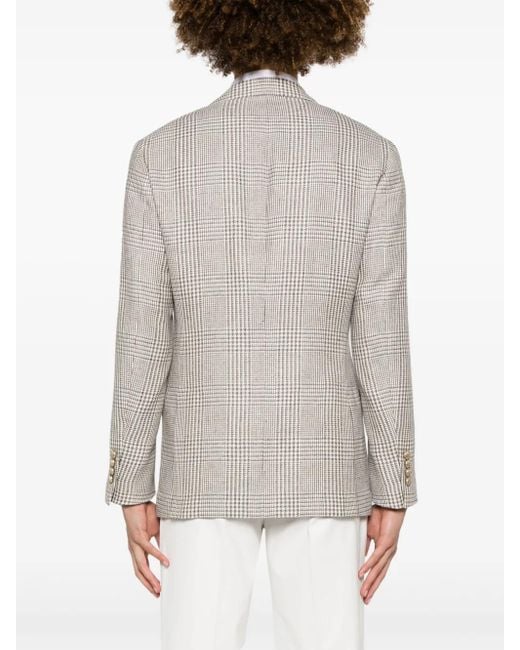Brunello Cucinelli White Prince Of Wales Checked Blazer for men